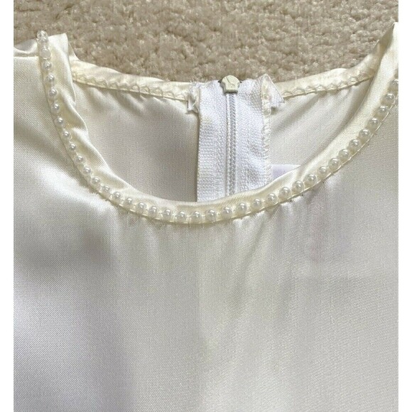 Wedding Flower Girl Dress Sz 10 Ivory White w Headpiece Cream Communion Formal - Picture 6 of 11